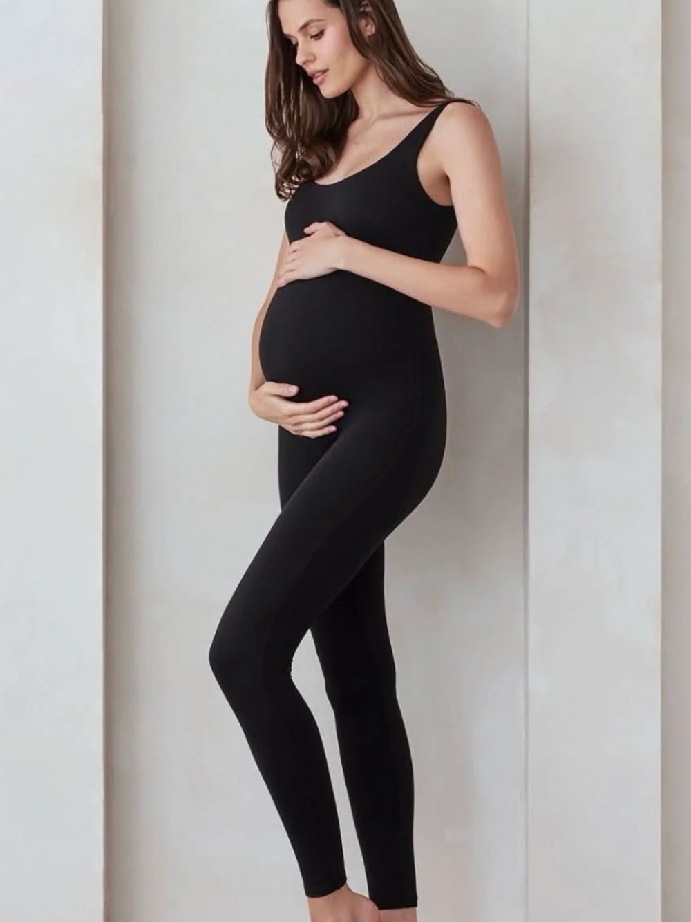 Maternity Seamless Black Tank Jumpsuit